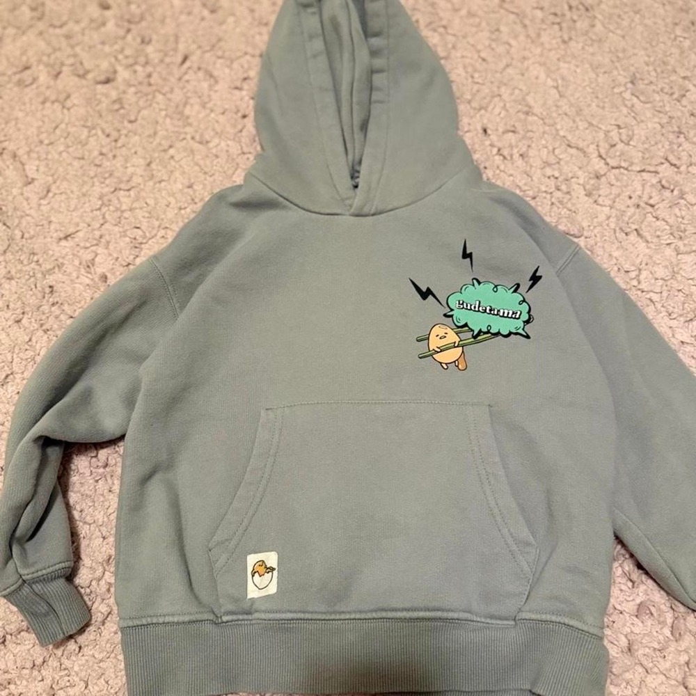 Zara x Gudetama gray blue hoodie kids size 6-7